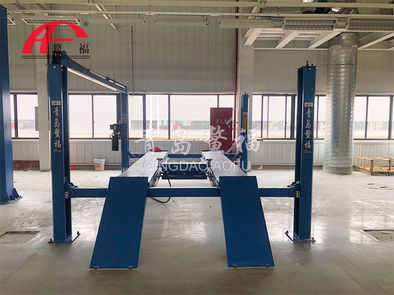 Liuzhou four-post lift with secondary lift trolley